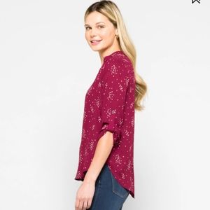 Magenta split neck blouse